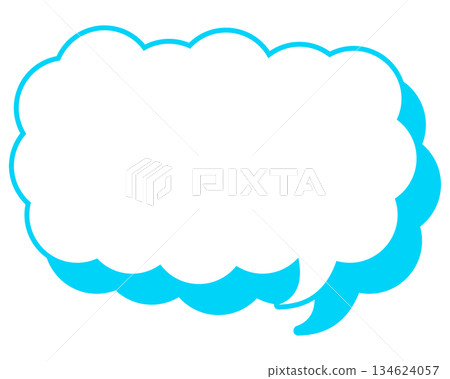 簡單的彩色線條語音泡泡，細長的雲形 134624057