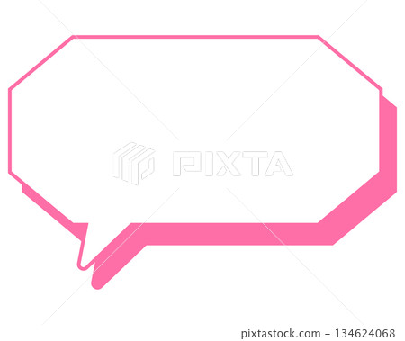 Simple colored line speech bubble, elongated octagon 134624068