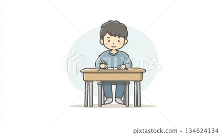 插圖描繪了小學生學習的場景 134624134