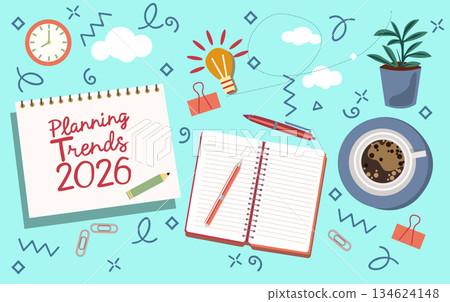 New year goal planning concept. New year goal planning concept. 134624148