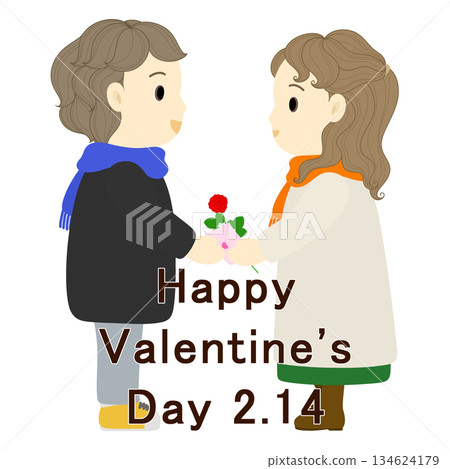 Valentine's Day_Woman giving a gift to a man Valentine's Day_Woman giving a gift to a man 134624179