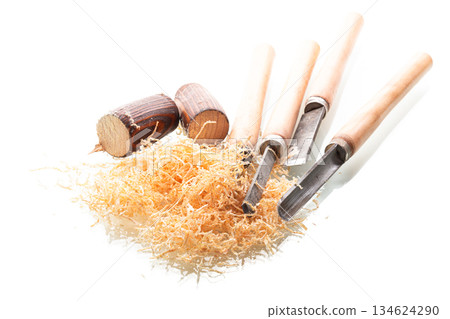 Isolated carving tools on white background 134624290