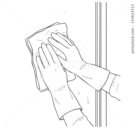 A person is wiping a surface with a cloth A person is wiping a surface with a cloth 134624313