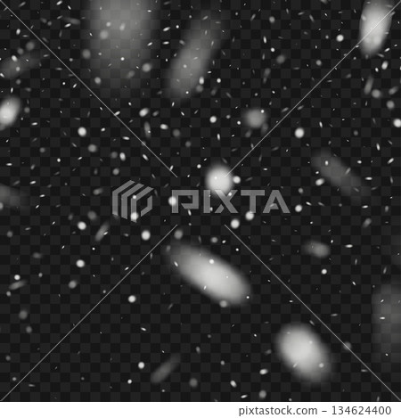 Realistic Heavy Falling Snow Overlay with Motion Blur on Transparent Background. Vector Realistic Heavy Falling Snow Overlay with Motion Blur on Transparent Background. Vector 134624400