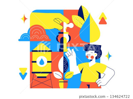 Water Conservation Awareness Vector Illustration Featuring Sustainable Usage Environmental Protection For Future Generations Background Water Conservation Awareness Vector Illustration Featuring Sustainable Usage Environmental Protection For Future Generations Background 134624722