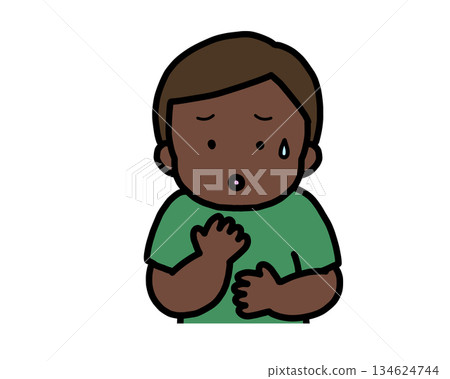 憂心忡忡的黑人男孩 134624744