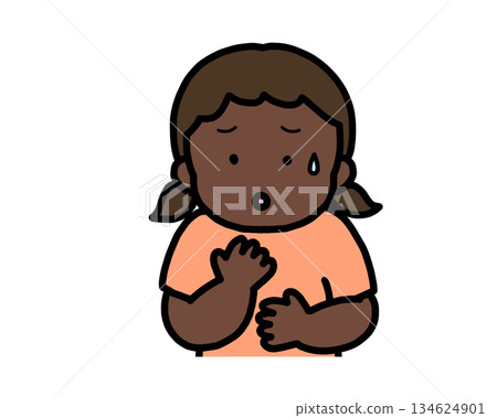 憂心忡忡的黑人女孩 憂心忡忡的黑人女孩 134624901