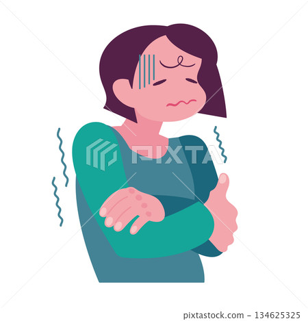 圖:一個人瑟瑟發抖,渾身發冷 圖:一個人瑟瑟發抖,渾身發冷 134625325