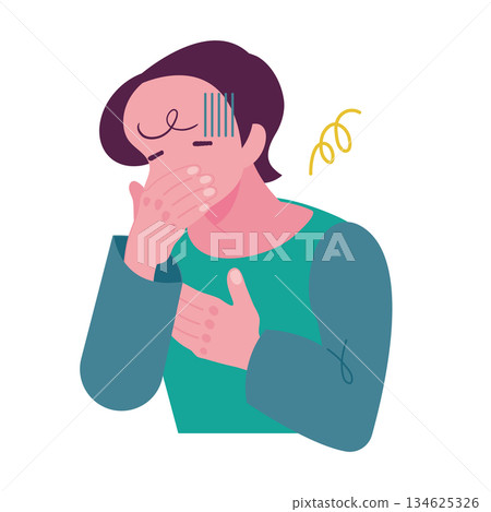 一幅描繪人感到噁心、厭惡的插圖 134625326