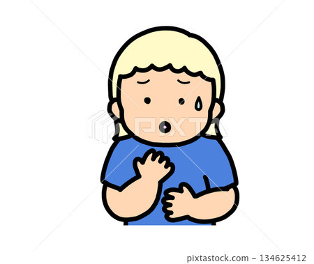 Worried blonde girl 134625412