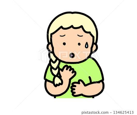 Worried blonde girl 134625413