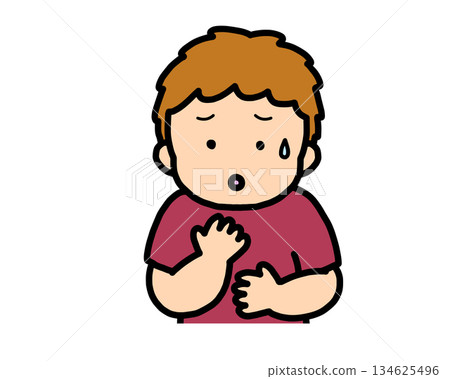 Worried brown-haired boy 134625496