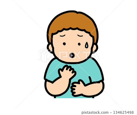 Worried brown-haired boy 134625498