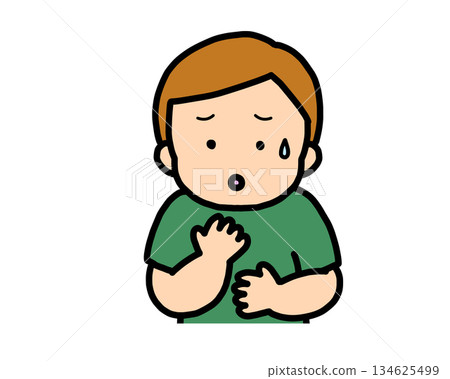 憂心忡忡的棕髮男孩 134625499