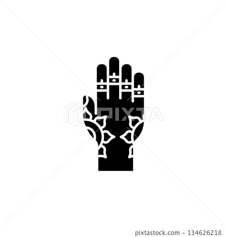 Henna hand vector icon. Hand gesture icon solid style. perfect use for logo, presentation, website, and more. modern icon design glyph style Henna hand vector icon. Hand gesture icon solid style. perfect use for logo, presentation, website, and more. modern icon design glyph style 134626218