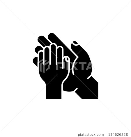 Mom and baby hand vector icon. Hand gesture icon solid style. perfect use for logo, presentation, website, and more. modern icon design glyph style 134626228