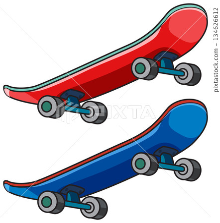 Red and Blue Skateboards Side View Vector Illustration 134626612