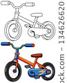 Childrens Bicycle Vector Illustration with Color and Outline Versions 134626620