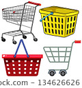 Shopping Carts and Baskets Vector Illustration Set 134626626