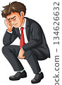 Sad Businessman Sitting and Holding Head in Hand 134626632