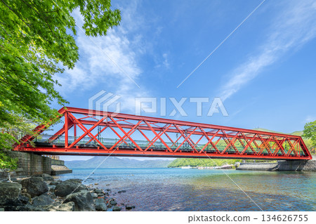 Mountain Line Railway Bridge, Lake Shikotsu, Chitose City Mountain Line Railway Bridge, Lake Shikotsu, Chitose City 134626755