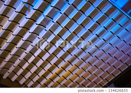 Abstract Geometric Ceiling with Blue Lighting 134626835