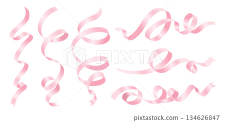 Pink ribbon on white background Vector illustration 134626847