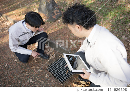 Inspection of drainage ditches at public facilities, in other words, infrastructure maintenance Inspection of drainage ditches at public facilities, in other words, infrastructure maintenance 134626898