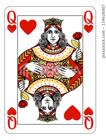 Queen of Hearts Design from Deck of Playing Cards Queen of Hearts Design from Deck of Playing Cards 134626987
