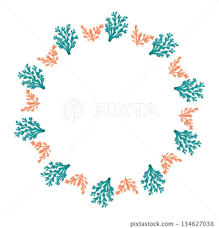 Seaweed Wreath Frame Illustration vector 134627038