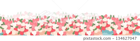 Floral border with pink and cream flowers Floral border with pink and cream flowers 134627047