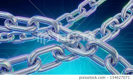 重疊鏈條的賽博影像背景 134627071