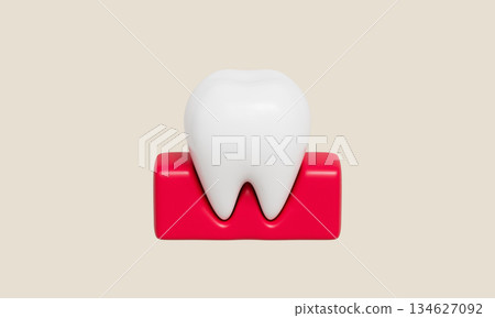 Healthy White Tooth and Gum for Dental Care. 3D Rendering. Healthy White Tooth and Gum for Dental Care. 3D Rendering. 134627092