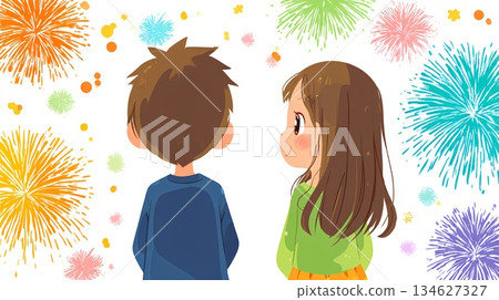 A couple looking at fireworks 134627327
