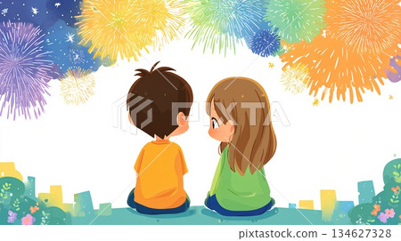 A couple looking at fireworks 134627328