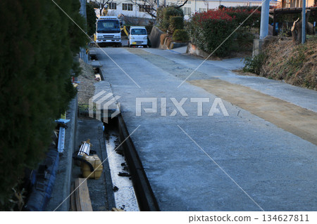 A construction site where roads are excavated A construction site where roads are excavated 134627811
