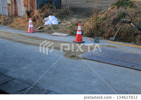 A construction site where roads are excavated A construction site where roads are excavated 134627812