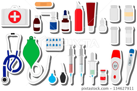 Big colored set different types of syrup in vial Big colored set different types of syrup in vial 134627911