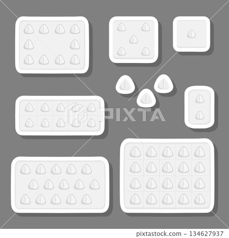 big colored set different types of pills inside close blister big colored set different types of pills inside close blister 134627937