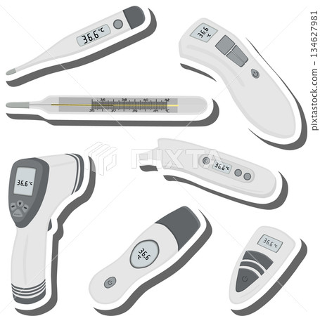 set different types of thermometers for prevention coronavirus 134627981