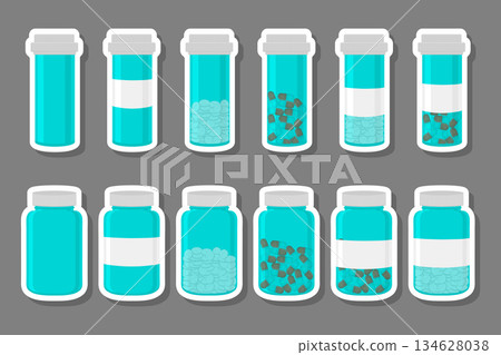 Illustration on theme big colored set different types of pills 134628038
