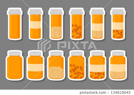 Illustration on theme big colored set different types of pills 134628045