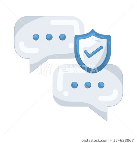 Illustration of Chat Bubbles with Security Shield Illustration of Chat Bubbles with Security Shield 134628067