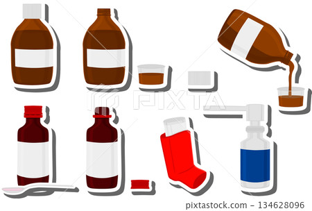 Big colored set different types of sprayers in vial Big colored set different types of sprayers in vial 134628096