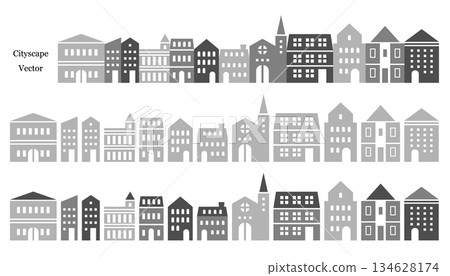 簡單的單色城市景觀插畫素材集,向量圖房屋白色背景 簡單的單色城市景觀插畫素材集,向量圖房屋白色背景 134628174