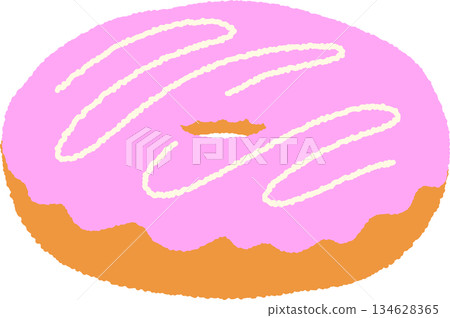 Hand-drawn single icon illustration Food Donut 134628365