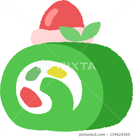 Hand-drawn food icon illustration: Roll cake 134628369