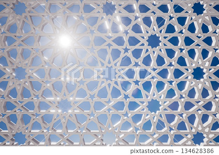 Intricate Geometric Pattern with Sunlight 134628386