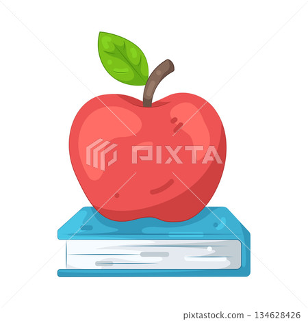 Illustration of book with apple Illustration of book with apple 134628426