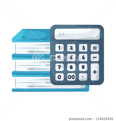 Illustration of stacked books with calculator Illustration of stacked books with calculator 134628436